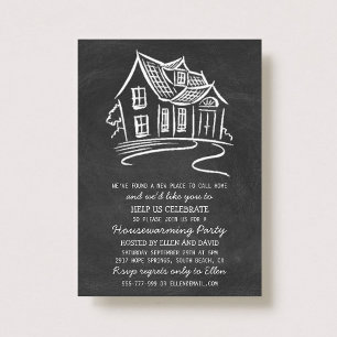 Cute Chalkboard New Home Housewarming Invitations Kaart