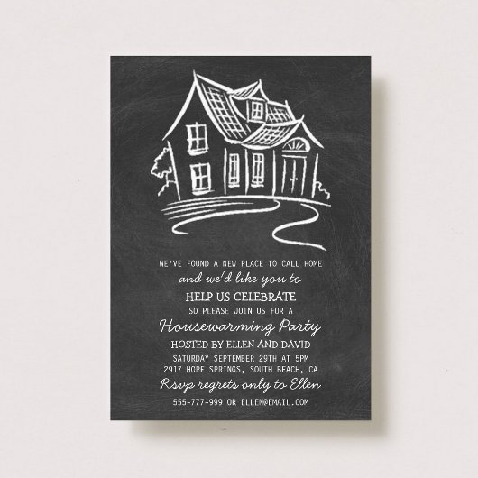 Cute Chalkboard New Home Housewarming Invitations Kaart