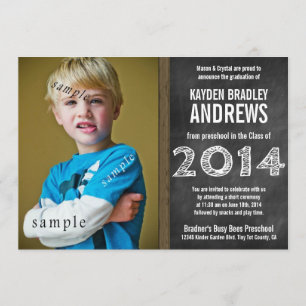 Cute Chalkboard Preschool 2014 Afstuderen Foto Kaart