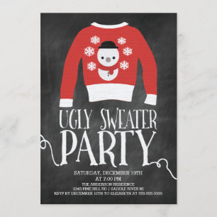 Cute Chalkboard Ugly Sweater Holiday Party Kaart