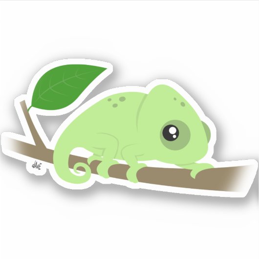 Cute Chameleon Custom-Cut Vinyl Sticker (Voorkant)