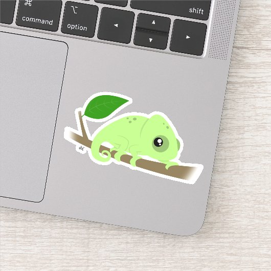 Cute Chameleon Custom-Cut Vinyl Sticker (Detail)