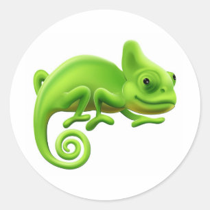 Cute Chameleon Illustration Ronde Sticker