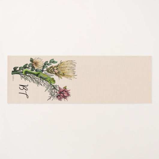 Cute Chameleon in Floral Bouquet Botanical Art Yog Yogamat (Voorkant (horizontaal))