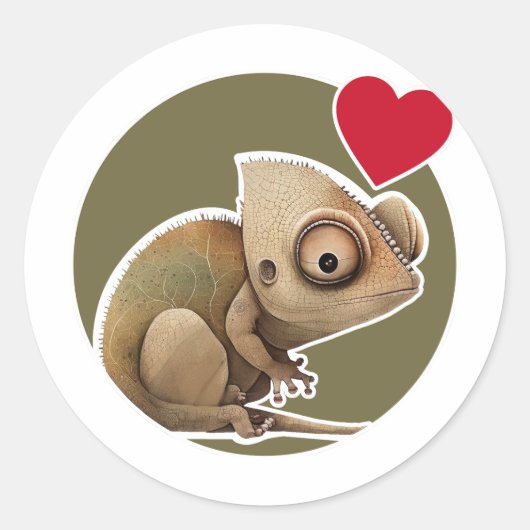 Cute Chameleon Ronde Sticker (Voorkant)