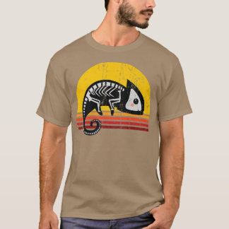Cute Chameleon Skeleton Retro Vintage Halloween Co T-shirt