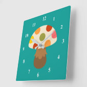 Cute champignons colorés grande horloge (Angle)