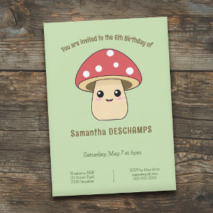 Cute Champignons Invitation Anniversaire