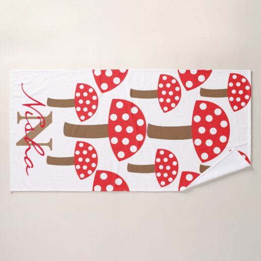 Cute Champignons Toadstool Monogramme (Serviette de bain)