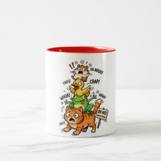 Cute Chaotic Animal Stack Meme – Available on Tees Tweekleurige Koffiemok