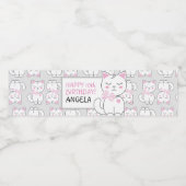 Cute Chat Anniversaire Fête Étiquette bouteille d' (Étiquettes simples)