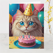 CUTE CHAT AVEC CARTE DE SALUT D'ANNIVERSAIRE DE GÂ (Fleur jaune)