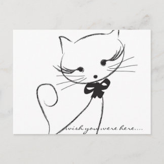 Cute chat avec carte postale Bow