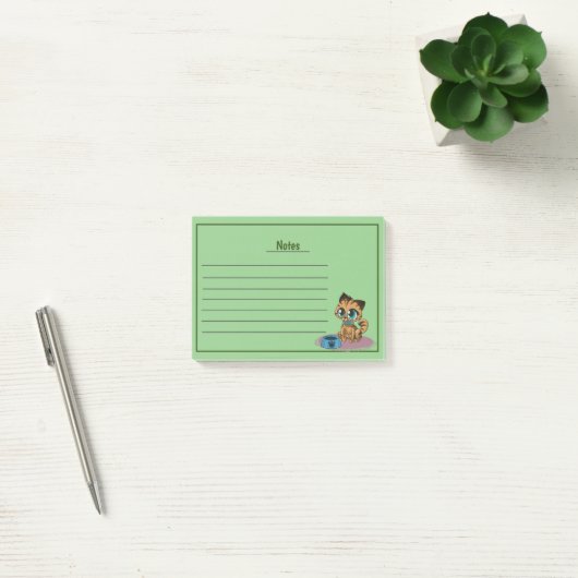 Cute Chat avec lignes Post-it Notes (Bureau)