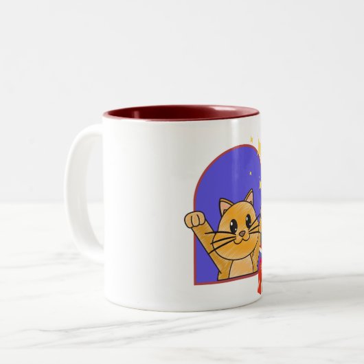 Cute Chat Avec Livres Mug (Devant gauche)