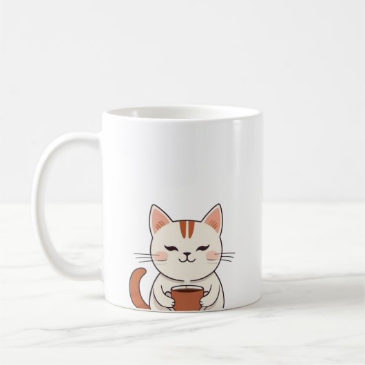 Cute Chat Boire du café Mug (Gauche)