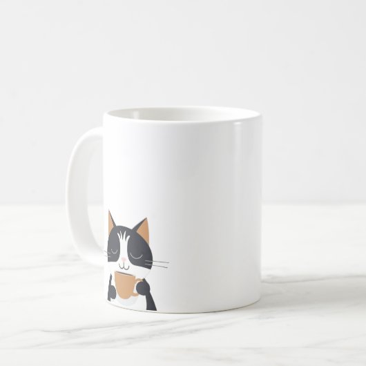 Cute Chat Boire du café Mug (Devant gauche)