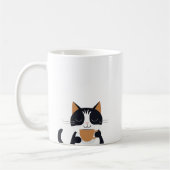Cute Chat Boire du café Mug (Gauche)