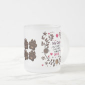 Cute Chat & Café Forêt Mug - Coeur rose (Devant droit)