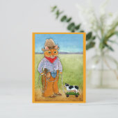 Cute chat cowboy, carte postale de vache jouets (Debout devant)