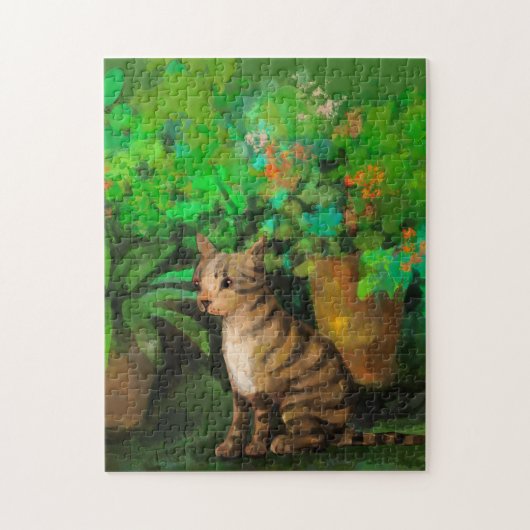 Cute chat dans le jardin Puzzle (Vertical)