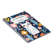 Cute Chat et Carnet à motifs floraux (Côté Droit)