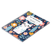 Cute Chat et Carnet à motifs floraux (Côté gauche)