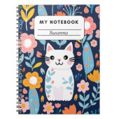 Cute Chat et Carnet à motifs floraux (Devant)