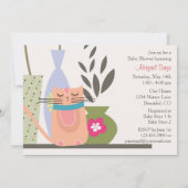 Cute Chat et Fleurs Potées Invitation Baby shower (Dos)