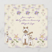 Cute Chat et Kitten Baby shower Invitation ~ Fille (Devant / Derrière)