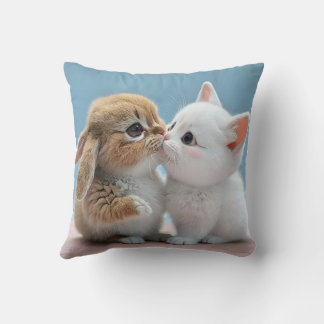 Cute chat et lapin coussin coussin