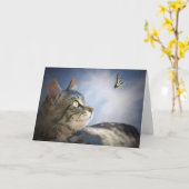 Cute Chat et Papillon Bonne carte d'anniversaire (Fleur jaune)