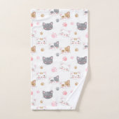 Cute chat face chats souriants motif (Serviette à main)