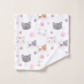Cute chat face chats souriants motif (Gant de toilette)