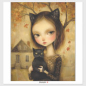 CUTE CHAT GIRL GRAND STICKER DE LA VOITURE (Feuille)