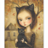 CUTE CHAT GIRL GRAND STICKER DE LA VOITURE (Devant)