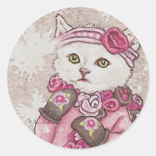 Cute chat Kitten avec Stickers Mittens (Devant)
