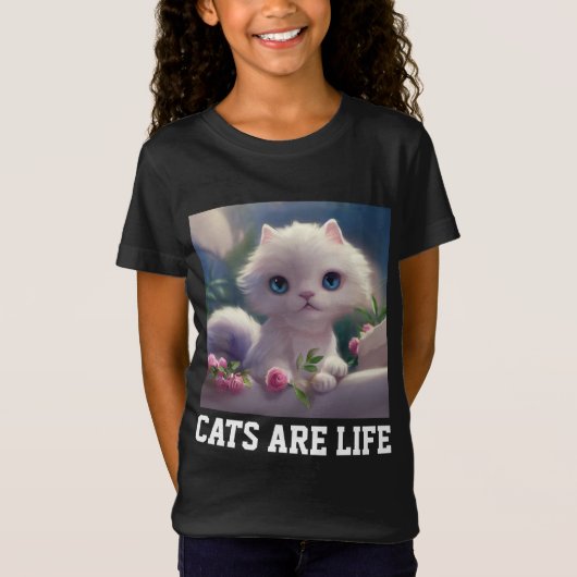 CUTE CHAT KITTEN ENFANTS FILLES T-SHIRT (Devant)