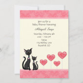 Cute Chat, Kitten et Coeurs Baby shower Invitation (Devant)