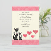 Cute Chat, Kitten et Coeurs Baby shower Invitation (Debout devant)