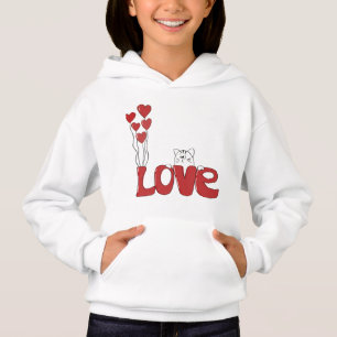 Cute Chat Love Typographie Coeurs rouges Valenti