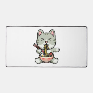Cute chat mangeant des nouilles soba dessin icône 