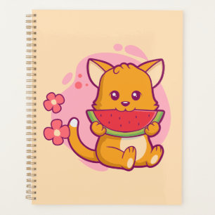 Cute Chat Manger Watermelon Kawaii