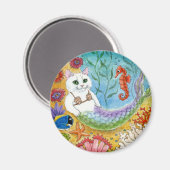 Cute Chat Mermaid Seahorse Aimant sous-marin (Recto/Verso)
