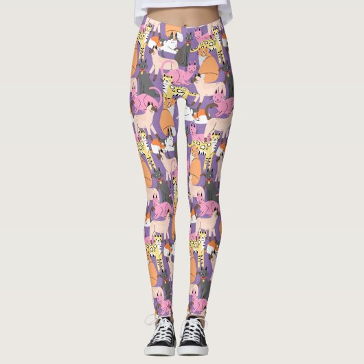 Cute Chat Motif Leggings (Devant)