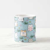 Cute Chat Mug - adorable Cartoon Chats sur Bleu (Centre)