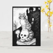 Cute Chat noir blanc Halloween, toute carte d'occa (Fleur jaune)