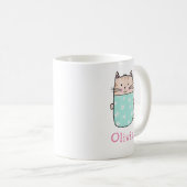 Cute Chat Personnalisé Nom Personnalisé Café Mug (Devant droit)