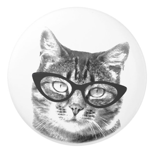 Cute chat photo porte en céramique et poignées de  (Devant)