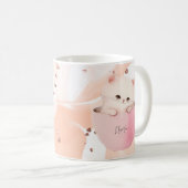 Cute chat rose blanc dans une tasse de thé (Devant droit)